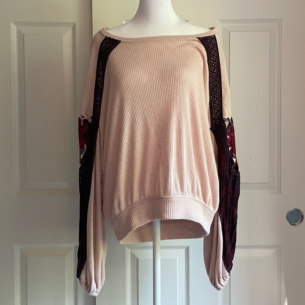 NWOT Free People Clash Top Size M Pink/purple